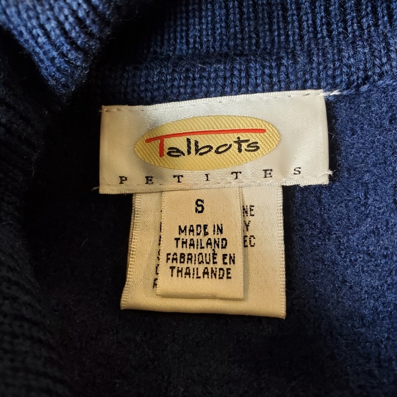 EUC Vintage Talbots Wool Sweater Zipper Jacket Petite Small Blue - Picture 5 of 8